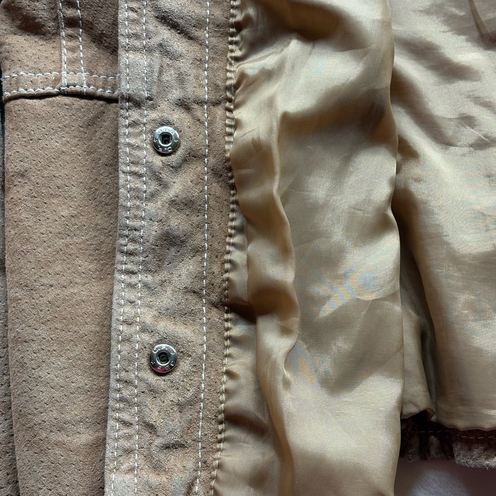 Vintage WILSONS LEATHER Maxima Cropped Beige Jacket Ladies S/M festival cowgirl - Picture 7 of 16